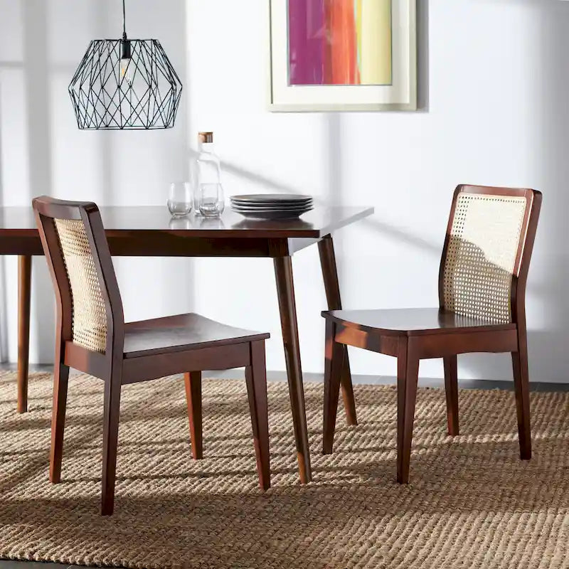 Coastal Rattan Dining Chair Set of 2 | Natural Finish | 18.9"W x 22.3"D x 33.9"H | Comfortable Seating