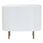 Mid-Century 3-Drawer Dresser | White Fluted Wood & Gold Metal Legs | 39"W x 31.9"H Bedroom Storage | Oval Silhouette Design
