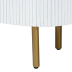 Mid-Century 3-Drawer Dresser | White Fluted Wood & Gold Metal Legs | 39"W x 31.9"H Bedroom Storage | Oval Silhouette Design
