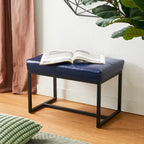 24" Modern Button-Tufted Ottoman Footstool | Faux Leather Upholstery | Metal Frame | 200 lbs Capacity | Versatile Seating & Side Table