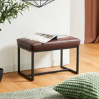24" Modern Button-Tufted Ottoman Footstool | Faux Leather Upholstery | Metal Frame | 200 lbs Capacity | Versatile Seating & Side Table