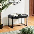 24" Modern Button-Tufted Ottoman Footstool | Faux Leather Upholstery | Metal Frame | 200 lbs Capacity | Versatile Seating & Side Table