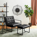 24" Modern Button-Tufted Ottoman Footstool | Faux Leather Upholstery | Metal Frame | 200 lbs Capacity | Versatile Seating & Side Table