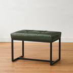 24" Modern Button-Tufted Ottoman Footstool | Faux Leather Upholstery | Metal Frame | 200 lbs Capacity | Versatile Seating & Side Table