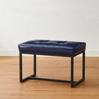 24" Modern Button-Tufted Ottoman Footstool | Faux Leather Upholstery | Metal Frame | 200 lbs Capacity | Versatile Seating & Side Table