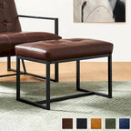 24" Modern Button-Tufted Ottoman Footstool | Faux Leather Upholstery | Metal Frame | 200 lbs Capacity | Versatile Seating & Side Table