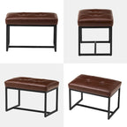 24" Modern Button-Tufted Ottoman Footstool | Faux Leather Upholstery | Metal Frame | 200 lbs Capacity | Versatile Seating & Side Table