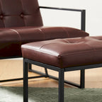 24" Modern Button-Tufted Ottoman Footstool | Faux Leather Upholstery | Metal Frame | 200 lbs Capacity | Versatile Seating & Side Table