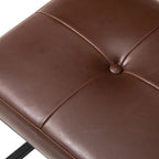 24" Modern Button-Tufted Ottoman Footstool | Faux Leather Upholstery | Metal Frame | 200 lbs Capacity | Versatile Seating & Side Table
