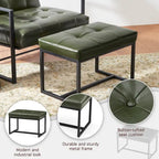 24" Modern Button-Tufted Ottoman Footstool | Faux Leather Upholstery | Metal Frame | 200 lbs Capacity | Versatile Seating & Side Table