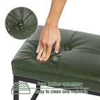 24" Modern Button-Tufted Ottoman Footstool | Faux Leather Upholstery | Metal Frame | 200 lbs Capacity | Versatile Seating & Side Table