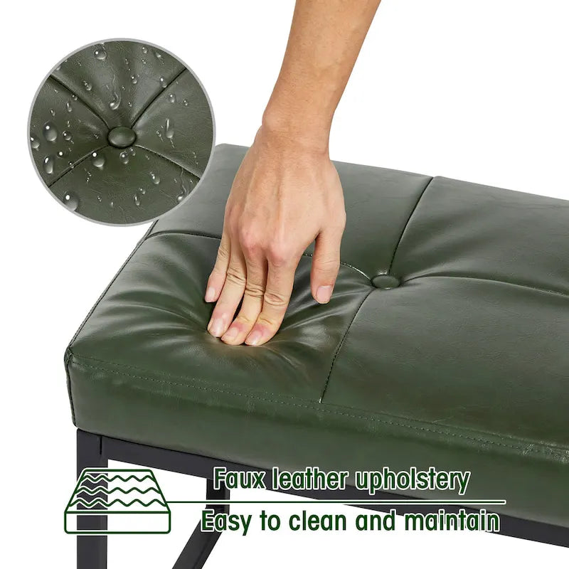 24" Modern Button-Tufted Ottoman Footstool | Faux Leather Upholstery | Metal Frame | 200 lbs Capacity | Versatile Seating & Side Table
