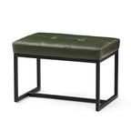 24" Modern Button-Tufted Ottoman Footstool | Faux Leather Upholstery | Metal Frame | 200 lbs Capacity | Versatile Seating & Side Table