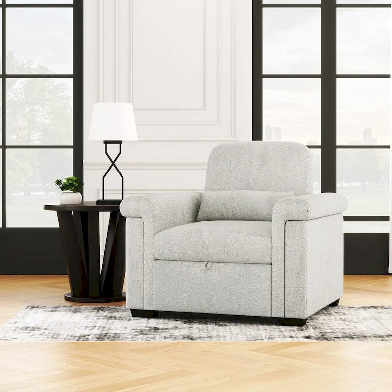 Living Room Lounger Chair 3 in 1 Convertible Sleeper Chair with Pillow