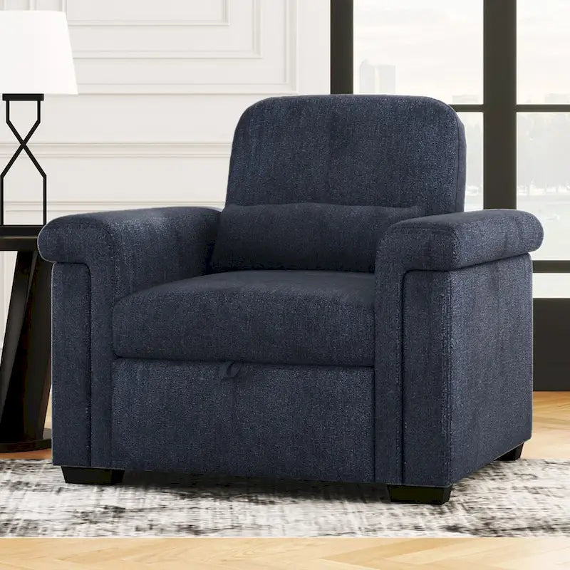 Living Room Lounger Chair 3 in 1 Convertible Sleeper Chair with Pillow