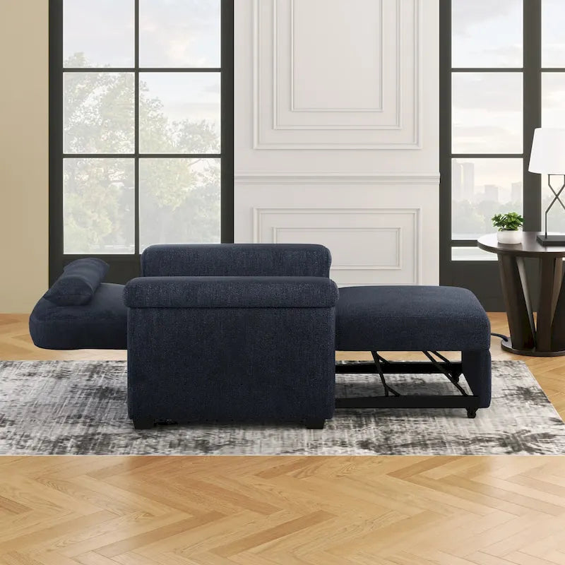 Living Room Lounger Chair 3 in 1 Convertible Sleeper Chair with Pillow