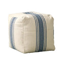 Striped Square Canvas Pouf