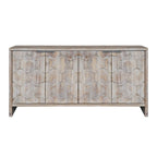 4-Door Wooden Sideboard with Hexagonal Pattern Doors & Adjustable Shelves - Farmhouse Style Storage Cabinet