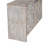 4-Door Wooden Sideboard with Hexagonal Pattern Doors & Adjustable Shelves - Farmhouse Style Storage Cabinet