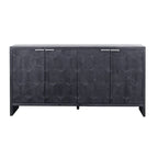 4-Door Wooden Sideboard with Hexagonal Pattern Doors & Adjustable Shelves - Farmhouse Style Storage Cabinet