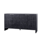 4-Door Wooden Sideboard with Hexagonal Pattern Doors & Adjustable Shelves - Farmhouse Style Storage Cabinet