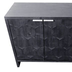 4-Door Wooden Sideboard with Hexagonal Pattern Doors & Adjustable Shelves - Farmhouse Style Storage Cabinet