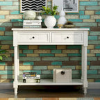 Daisy Series Console Table Traditional Design with Two Drawers and Bottom Shelf Acacia Mangium
