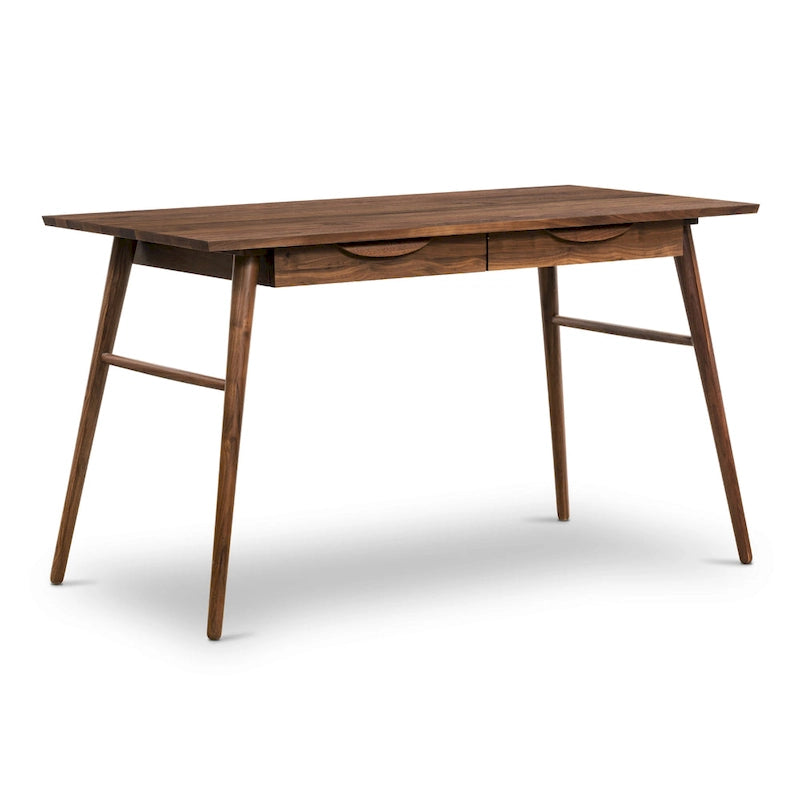 Poly & Bark Etta Office Desk - Solid Wood with Two Softclose Drawers