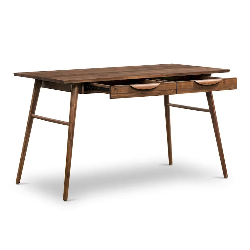 Poly & Bark Etta Office Desk - Solid Wood with Two Softclose Drawers