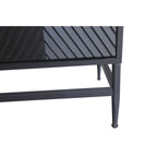 60-inch 4-Door Sideboard Buffet Cabinet | Modern Black Lacquered Wood | Adjustable Shelves | Fluted Design | Living Room Dining Storage
