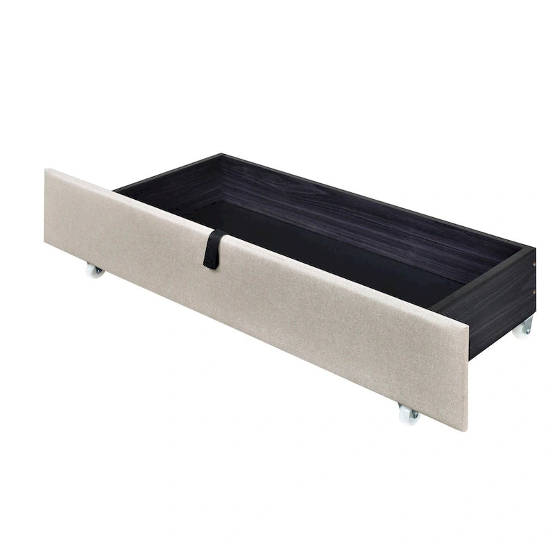 Queen Upholstered Platform Bed with RGB LED Lights & 4 Storage Drawers | Linen Fabric | Lattice Headboard | 500lbs Capacity | Beige/Gray