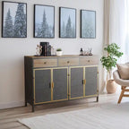 Roomfitters 48-Inch Wide Modern Sideboard with 3 Top Drawers and 4 Doors - Freestanding Storage Cabinet for Living Room, Office