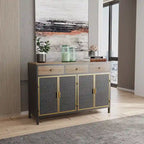 Roomfitters 48-Inch Wide Modern Sideboard with 3 Top Drawers and 4 Doors - Freestanding Storage Cabinet for Living Room, Office